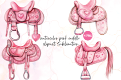 Watercolor pink saddle clipart sublimation Product Image 1