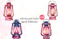 Watercolor pink lantern clipart sublimation Product Image 1