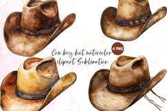 Cow boy hat watercolor cipart Sublimation Product Image 1