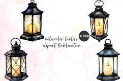 Watercolor lantern clipart sublimation Product Image 1