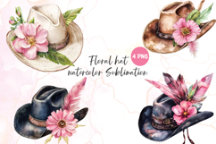 Floral hat watercolor Sublimation Product Image 1