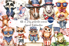 4th of July patriotic animals clipart sublimation Product Image 1
