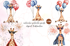 Watercolor patriotic giraffe clipart Sublimation Product Image 1