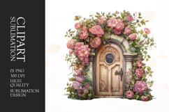 Watercolor Floral Door Clipart Sublimation Product Image 1