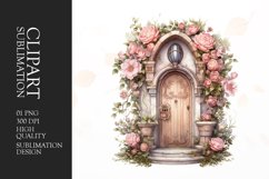 Watercolor Floral Door Clipart Sublimation Product Image 1
