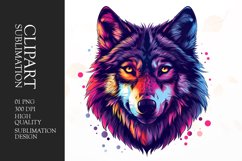 Colorful wolf face clipart sublimation Product Image 1