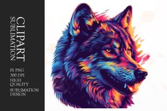 Colorful wolf face clipart sublimation Product Image 1