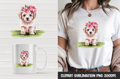 Watercolor cute dog clipart sublimation png Product Image 1