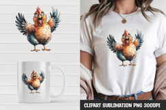 Watercolor grumpy rooster clipart sublimation png Product Image 1