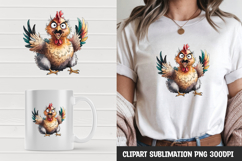 Watercolor grumpy rooster clipart sublimation png Product Image 1