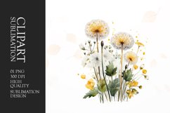 Watercolor dandelion leaf clipart sublimation Product Image 1