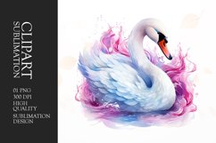 Watercolor swan clipart sublimation Product Image 1