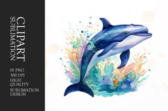 Watercolor Whale clipart sublimation Product Image 1