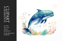 Watercolor Whale clipart sublimation Product Image 1