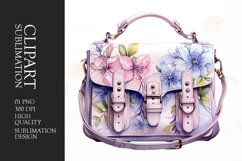 Floral Handbag Watercolor Clipart Product Image 1