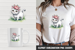 Watercolor white cat clipart sublimation png Product Image 1