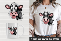 Watercolor grumpy cow clipart sublimation png Product Image 1