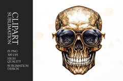 Watercolor golden skul Clipart Sublimation Product Image 1