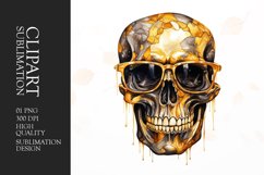 Watercolor golden skul Clipart Sublimation Product Image 1