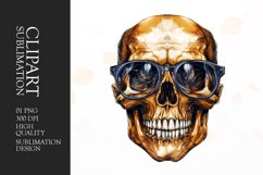 Watercolor golden skul Clipart Sublimation Product Image 1