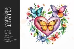 Floral Butterfly Heart clipart Product Image 1