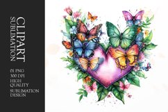 Floral Butterfly Heart clipart Product Image 1