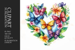 Floral Butterfly Heart clipart Product Image 1