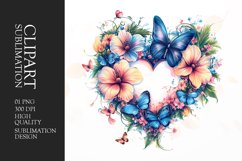 Floral Butterfly Heart clipart Product Image 1