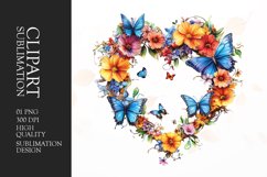 Floral Butterfly Heart clipart Product Image 1