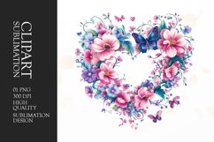 Floral Butterfly Heart clipart Product Image 1