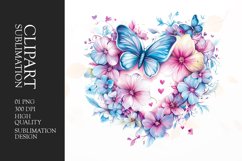 Floral Butterfly Heart clipart Product Image 1