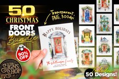 50 Watercolor Christmas Front Door Bundle | Sublimation Product Image 1