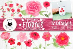 Red Flower Clipart | Watercolor Floral Clipart Product Image 1