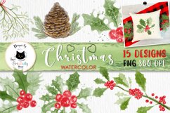 Watercolor Christmas Clipart | Christmas Holly PNG Designs Product Image 1