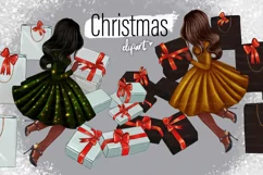 Clipart christmas, African American Christmas girl clipart Product Image 1