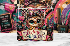 Hairdresser Owl Tumbler Wrap PNG Design Product Image 1