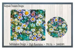 Daisies and Wildflower 20oz Tumbler Wrap and Car Coaster PNG Product Image 3