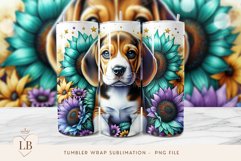 Beagle and Sunflowers Tumbler Wrap Sublimation PNG Product Image 1