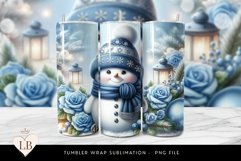 Blue Snowman &amp; Lantern Tumbler Wrap Product Image 1