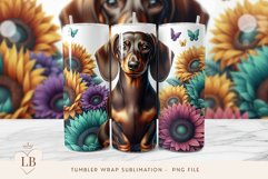 Dachshund and Sunflowers Tumbler Wrap Sublimation PNG Product Image 1