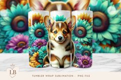 Corgi and Sunflowers Tumbler Wrap Sublimation PNG Product Image 1