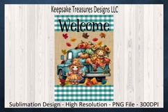 Fall Welcome Garden Flag Design Scarecrow Farm Truck Png Product Image 2