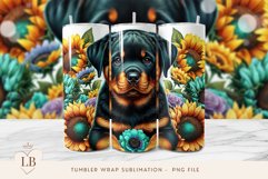 Rottweiler and Sunflowers Tumbler Wrap Sublimation PNG Product Image 1