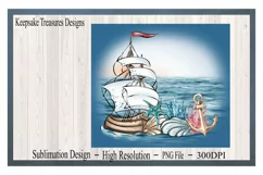 Ocean Illustration, 20oz Straight Tumbler Wrap, PNG Product Image 2