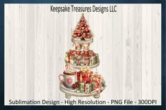 Red And Gold Vintage Tiered Tray Sublimation PNG Product Image 1