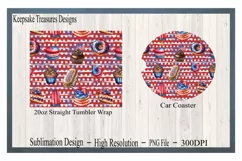 4th of July, 20oz Straight Tumbler Wrap and Car Coaster PNG Product Image 3