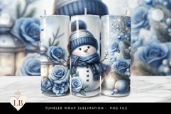 Blue Snowman and Lantern Tumbler Wrap Product Image 1