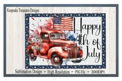 Patriotic Red Vintage Truck, Sublimation Doormat Template Product Image 2