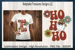 Retro Ho Ho Ho Santa Claus Illustration PNG Sublimation Product Image 2