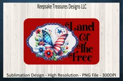 Land Of The Free, Butterfly Door Hanger, Sublimation PNG Product Image 3